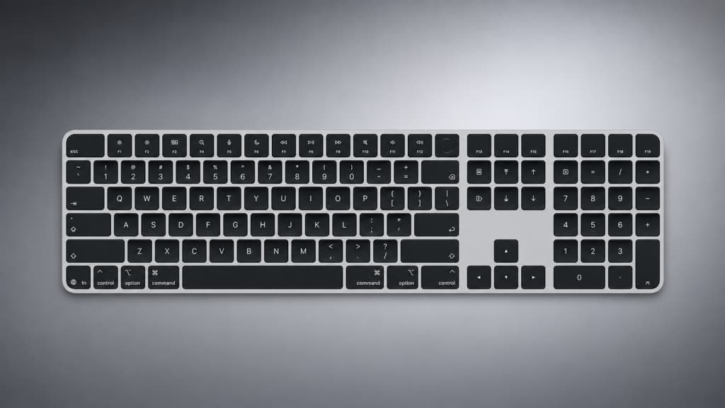 Apple Magic Keyboard showing new graphical glyphs instead of text labels