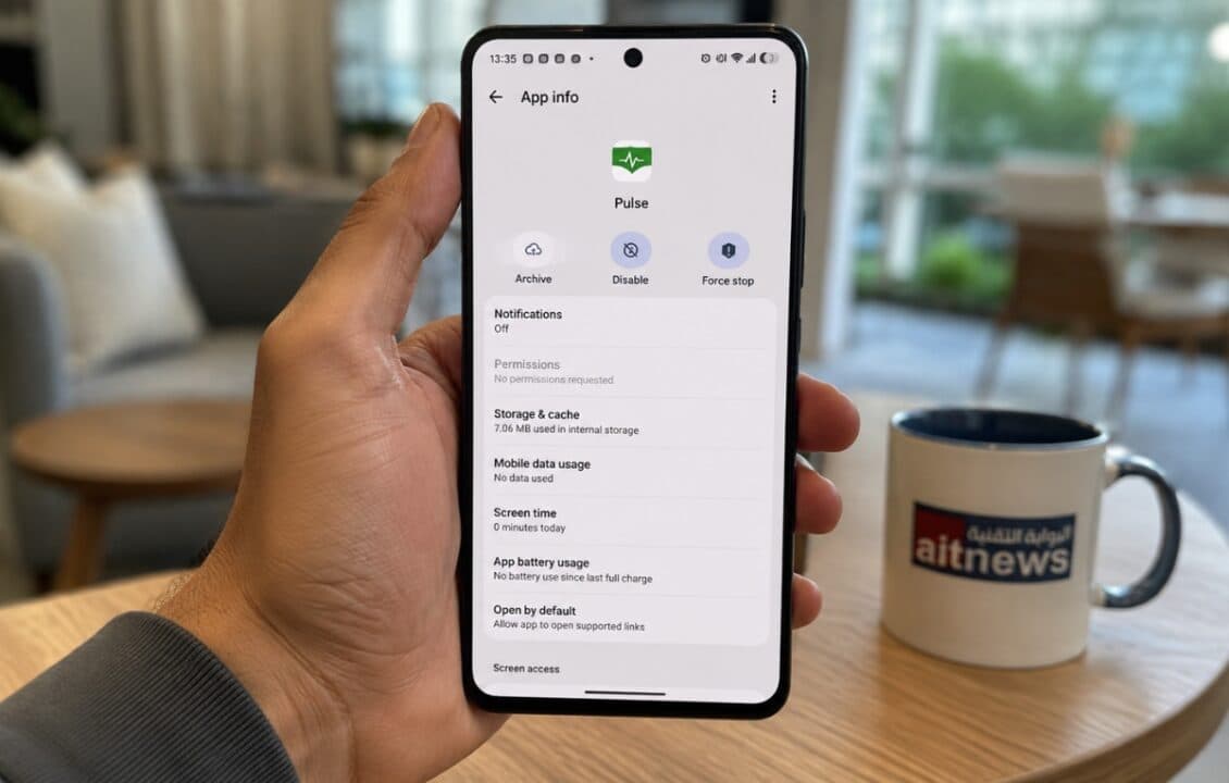 أيقونة تطبيق Android Pulse بخلفية خضراء تشبه نبضات القلب