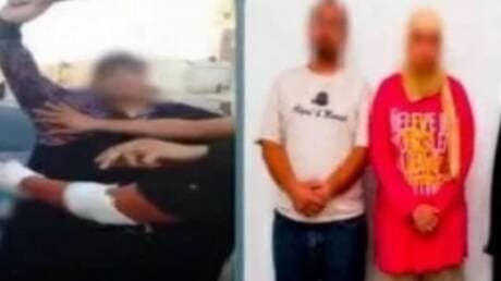 مشهد من الحادث في شارع السويس حيث تُظهر سيدة سلاحًا أبيضًا