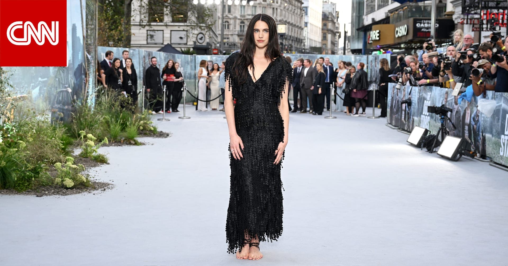 Margaret Qualley wearing Chanel naked sandal